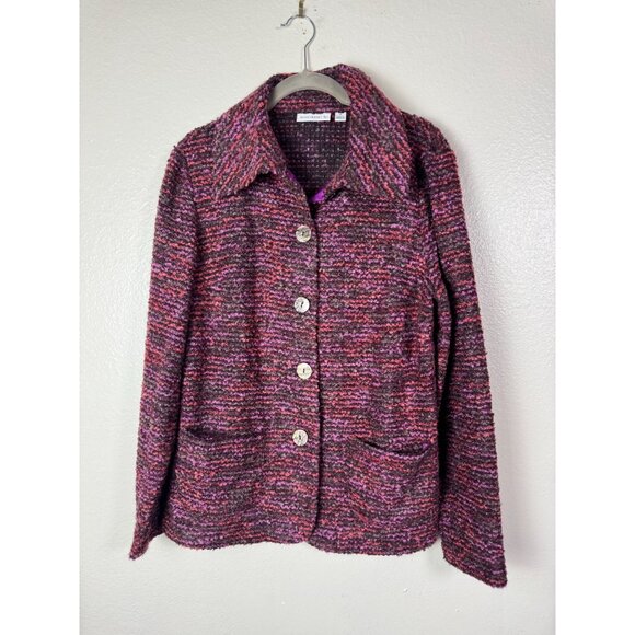Susan Graver Womens Tweed Button Up Jacket size Medium Wool Blend Pink Purple - Picture 14 of 15